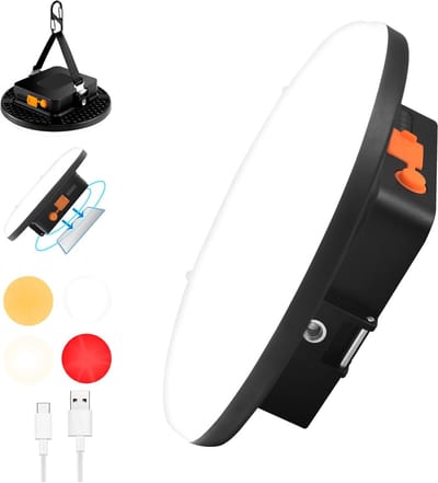 SnelShoppen - LED Camping Lamp met 16500 mAh Powerbank, Oplaadbare Tentlamp, Zoeklicht, Stepless Dimming, Haken, Noodverlichting voor Kamperen, Hiking