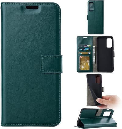 LuxeBass Telefoon Wallet Bookcase voor Samsung Galaxy A22 4G - Portemonnee telefoonhoesje voor Bankpassen - Kunstleer - Siliconen Houder - Magnetische sluiten - Groen - telefoonhoes - gsm hoes - telefoonhoesjes - telefoonhoes - gsm hoes - gsm hoesjes
