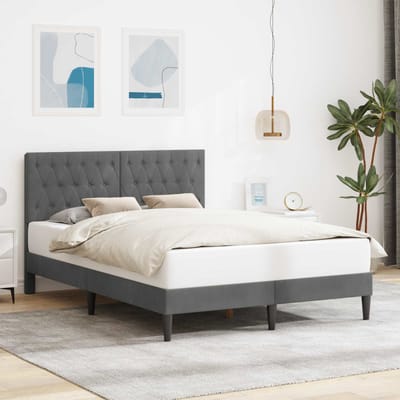 vidaXL - Bedframe - met - hoofdeinde - Donkergrijs - 120 - x - 200 - cm - Fluweel