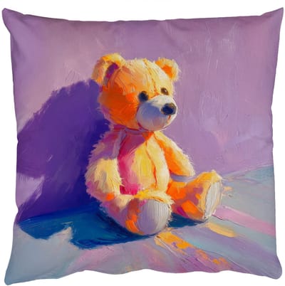 Sierkussens - Kussentjes Woonkamer - 50x50 cm - Teddybeer - Schaduw - Penseelstreken - Paars
