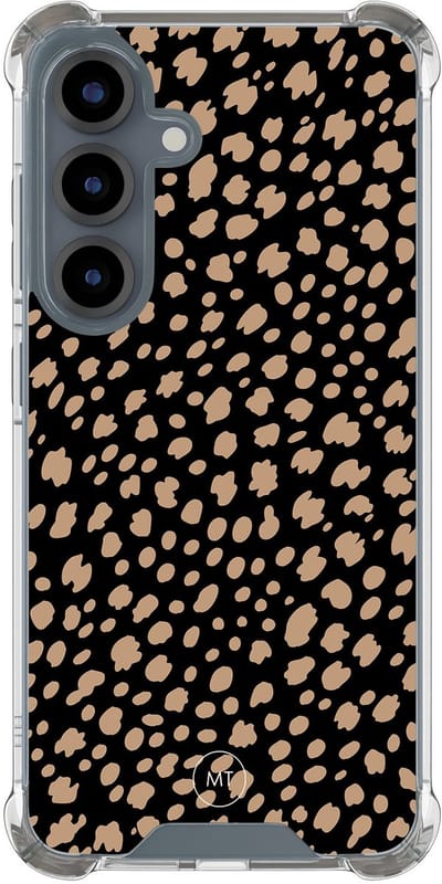 Hoesje (shockproof) geschikt voor Samsung Galaxy S25 - Savannah spots - Extra sterke case - TPU/polycarbonaat - Gestipt - Zwart, Bruin, Transparant
