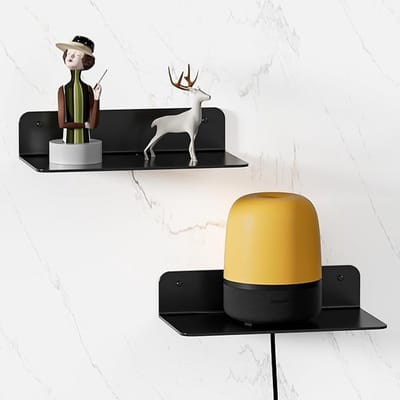Wandrek Zwart - Zwevende Plank - Decoratie Opbergen - Set van 2 - 23 cm - Zwart