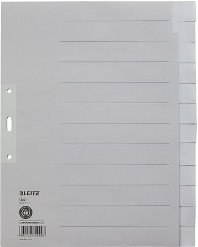 LEITZ kraftpapier-tabbladen, blanco, A4 overbreed, 12-delig