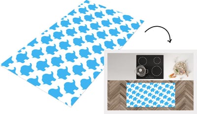 Keukenloper - Loper keuken - Blauw - Olifant - Design - 120x60 cm - Keukenloper vinyl