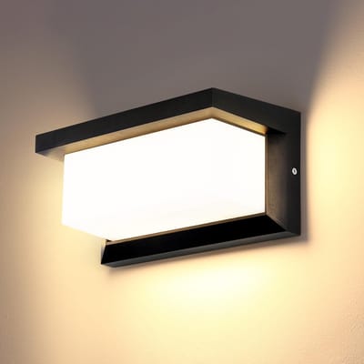 longziming -LED Buitenwandlamp met Sensor – Rechthoekig – 18W 1800 Lumen – IP66 Waterdicht – Wandlamp voor Tuin, Badkamer en Buiten – 23*11*9 cm– Wit Licht