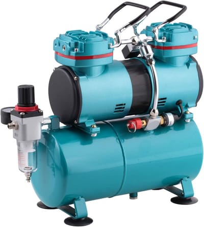 Krachtige Olievrije Airbrush Compressor met Tank, Manometer en Waterafscheider - Ideaal voor Beginners en Hobbyisten