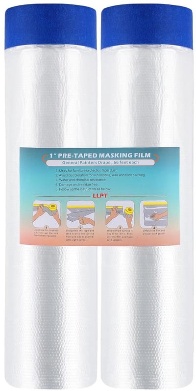 Thijox - LLPT Afdekfolie Plakband 2 Rollen Transparante Zelfklevende Schilderfolie 200 cm voor Bescherming van Auto's, Muren, Stof en Spatbescherming