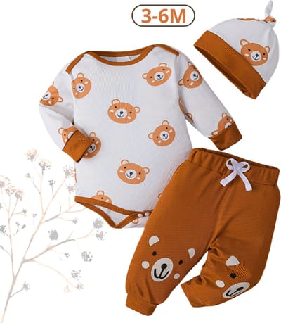 Livano Romper - Berenpakje Baby - Winterpak - Pakje - Jongen - Meisje - 3-6 Maanden - Bruin