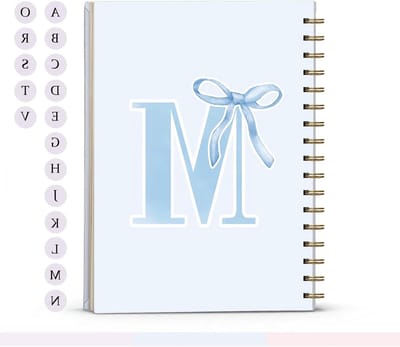 Gepersonaliseerd Notitieboek - Notitieboek met Initiaal - Dagelijkse Notities - Met Lint Versierd - 20.3 x 12.7 cm - Blauw