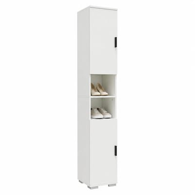 VCM Schuhschrank schmaler Holz Hochschrank mit 2 Türen & 8 Fächern, platzsparender Flurschrank, 178 x 30 x 33 cm, Gados M