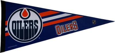 USArticlesEU - Edmonton Oilers - Canada - NHL - Vaantje - Ijshockey - Hockey - Ice Hockey -  Sportvaantje - Pennant - Wimpel - Vlag - Blauw/Oranje/Wit - 31 x 72 cm
