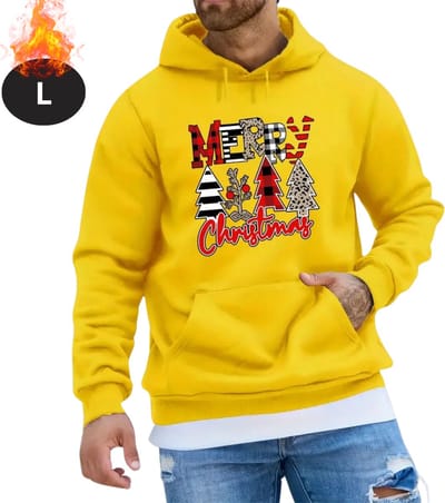 Bovista Kersttrui - Heren - Foute Kersttrui - Christmas Sweater - Kerst Sweater - Christmas Jumper - Hoodie - Geel - L