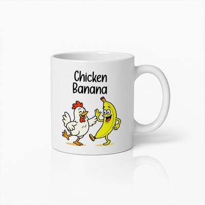 330ml Grappige Mok – Kip Banaan Cartoon Design – Origineel Cadeau voor Kinderen, Vrienden & Kantoorgenieters