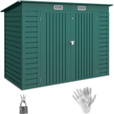 Outsunny tuinhuis - staal - 249 L x 121 B x 166/183 H cm - groen