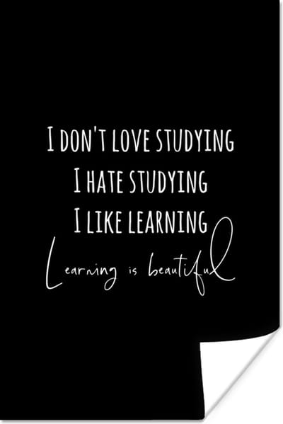 Poster Quote - Leren - Studeren - 120x180 cm XXL