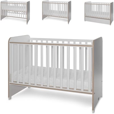 Babybed - Ledikant Peuter - Babykamer Inrichting - Twee Niveaus - 124x68x95 cm - Lichtbruin