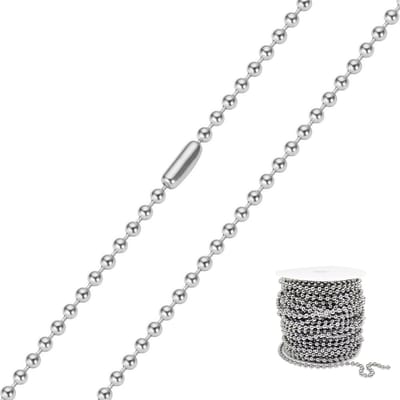 100 meter (op rol) - Kogelketting - 2,4mm - Chroom