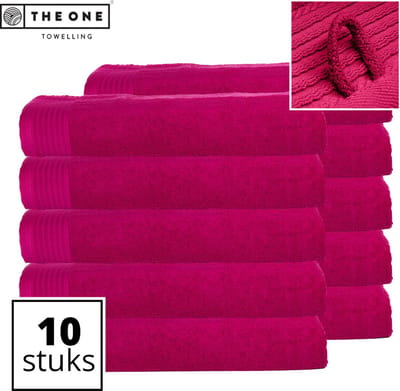 The One Towelling Classic Strandlakens - 100 x 180 cm - 10 Stuks - Voordeelverpakking - Hoge vochtopname - 100% Gekamd katoen - Magenta