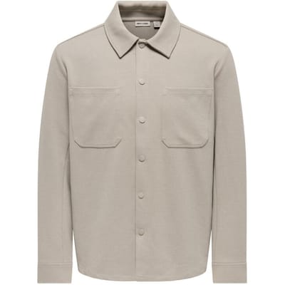 ONLY and SONS Longsleeve - ONSNEWKODYL LS PATCH PKT OVERSHIRT NOOS - S tot XXL - voor Mannen - beige