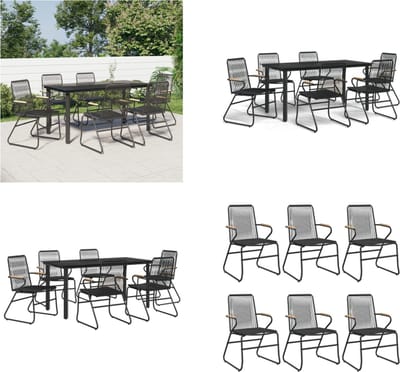 vidaXL - 7-delige - Tuinset - PVC-rattan - zwart