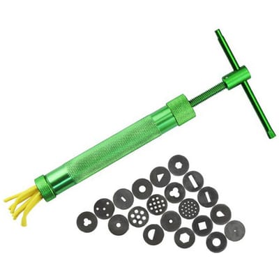 Groene Klei Extruder Roestvrij Staal Klei Extruder Fondant Taart Beeldhouwen Polymeer Klei Gereedschap Taart Decoratie Gereedschap green
