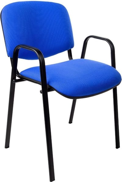 Vergaderstoel of conferentiestoel basic zwart frame met armleuningen Donkerblauw stof