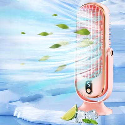Torenventilator - Draagbare bureauventilator - 5 windsnelheden - Geluidsreductie - Oscillerend - Ingebouwde batterij, USB Type-C opladen - Geschikt voor slaapkamers, woonkamers en bureaus (roze)
