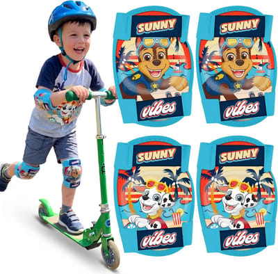 Paw Patrol Chase Marshall Blauwe knie- en elleboogbeschermers voor kinderen voor op de fiets, step en rolschaatsen