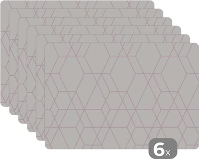 Placemat - Placemats kunststof - Mozaïek - Design - Geometrie - 45x30 cm - 6 stuks - Hittebestendig - Anti-Slip - Onderlegger - Afneembaar