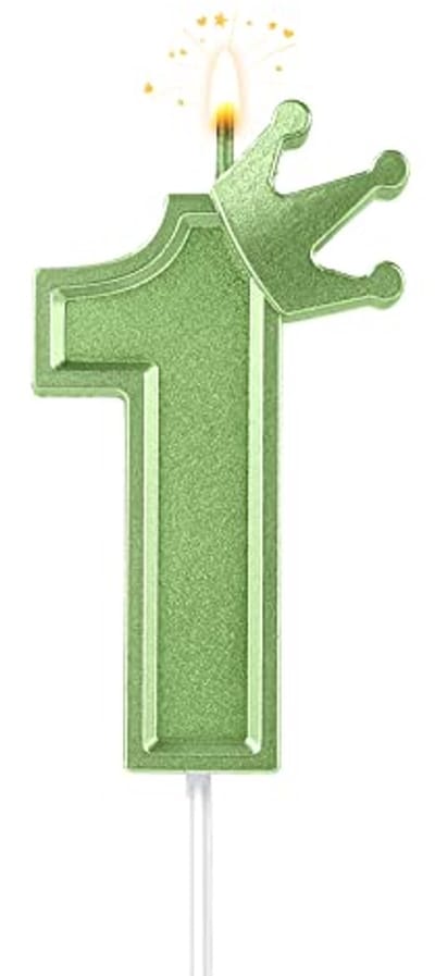 3D Verjaardag Nummer Kaars 7,6cm voor Feestjes en Jubilea - Groen
