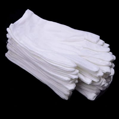 Handschoenen - Katoenen Handschoenen - 12 Paar Witte Katoenen Handschoenen - Vochtinbrengende Handschoenen voor droge handen, eczeem, schoonheid, werkhandschoenen - maat m