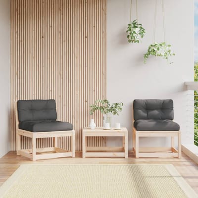 vidaXL - Tuinbanken - met - kussens - 2 - st - massief - grenenhout