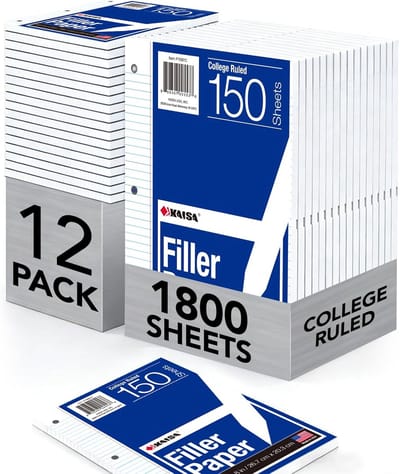 Los Blad Papier - Vulpapier Schriften - Studie Kantoor - 3 Gaten Geperforeerd - A4 Formaat - College Lijn