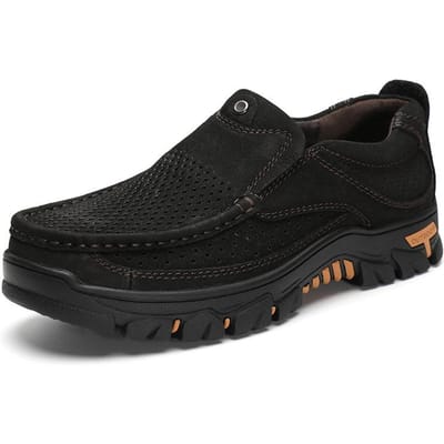 Heren Schoenen Zomer Holle Leren Sandalen Leer Buitensport Casual Schoenen Wandelschoenen Antislip Schoen 48 black