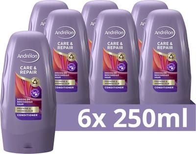 Andrélon Conditioner - Care & Repair - verrijkt met proteïne en amandelolie - 6 x 250 ml - Voordeelverpakking