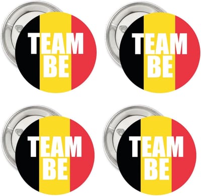 4 Voetbal buttons Team BE - voetbal - button - Belgie - team BE - EK - WK - sport - rode duivels