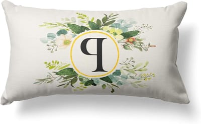 Decoratieve Kussenhoezen met Monogram Letter P en Bloemenprint 30x50cm, Groene Lente Kussens voor Sofa en Boerderijstijl Interieur, Perfect voor Familie en Naamgeving