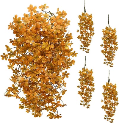 Kunstplanten voor Binnen en Buiten - 4 Stuks Hangende Planten met Herfstbladeren