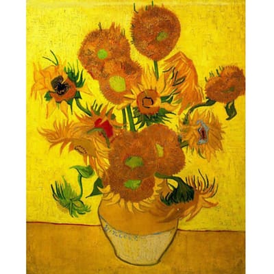Kit de peinture diamant à faire soi-même complet Van Gogh Tournesol Point de croix Broderie diamant Décoration d'intérieur 20X30CM orange
