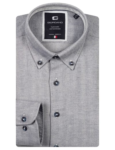 Giordano overhemd grijs button down geprint