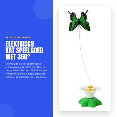 Dailygoods - Elektrisch Kat Speelgoed met 360° Draaibare Vlinder