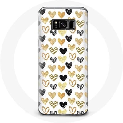 Hoesje voor Samsung Galaxy S8 Abstracte textuur achtergrond harten zwart geel en grijs