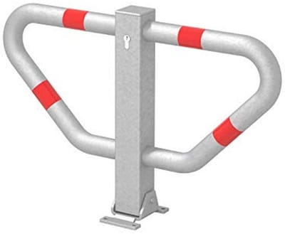 Alberts 770112 Stoppy II Parking Lot Bar, Choice of Designs for Screw-On, Fold-Up, Hot Dipped Galvanised with Red Rings 450 x 750 mm