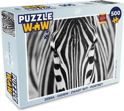 Puzzel Zebra - Dieren - Zwart wit - Portret - Legpuzzel - Puzzel 500 stukjes