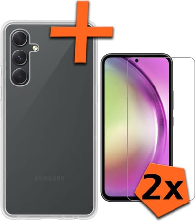 Hoes - Met 2x Screenprotector - Geschikt voor Samsung Galaxy A54 - Sterk & Shockproof - Back Cover - Siliconen Case - Telefoon Hoes - Transparant