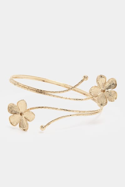 Yours Goudkleurige Bloemenarmmanchetsize One Size