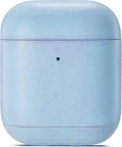 AirPods hoesjes van By Qubix - AirPods 1/2 hoesje Genuine Leather Series - hard case - licht blauw Airpods Case Hoesje voor Airpods Airpods 1 Airpods