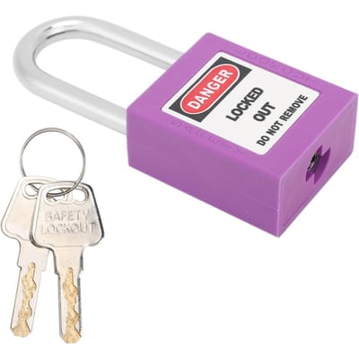 Cadenas de sécurité 38 mm Isolant Plastique Industriel Nylon PA Acier pour Chimie Électricité Énergie Nucléaire(pourpre ) violet