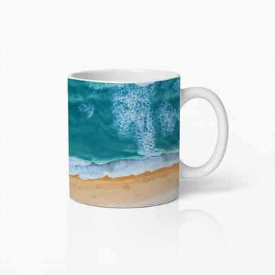 Oceaan Golf Mok 330ml – Prachtige Strand- en Zeezicht Koffiebeker – Rustgevend Kustontwerp Cadeau voor Zeeliefhebbers & Zomerse Sfeer