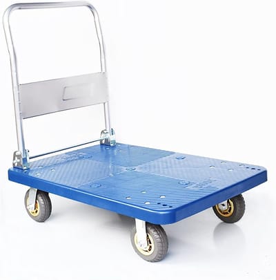 Platformwagen 4 wielen - Steekwagen transport - Materiaal verplaatsen - Opvouwbare handgreep - 72x48 cm - Grijs
